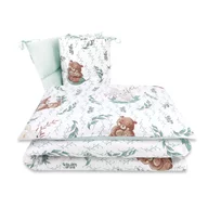 Lenjerie patut cu 3 piese, MimiNu, Pentru patut 120x60 cm, Cu protectie laterala, Din bumbac certificat Oeko Tex Standard 100, Lulu natural