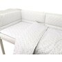 Lenjerie patut cu 3 piese, MimiNu, Pentru patut 120x60 cm, Cu protectie laterala, Din bumbac certificat Oeko Tex Standard 100, Mini Gray Stars - 3