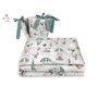 MimiNu - Lenjerie patut 3 piese, Cu protectie laterala, Din bumbac certificat Oeko Tex Standard 100, Pentru patut 120x60 cm, Parachutes Olive