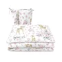 Lenjerie patut cu 3 piese, MimiNu, Pentru patut 120x60 cm, Cu protectie laterala, Din bumbac certificat Oeko Tex Standard 100, Sweet Deer Pink - 1
