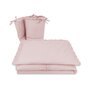 Lenjerie patut cu 3 piese, MimiNu, Pentru patut 120x60 cm, Cu volanase, Cu protectie laterala, Din bumbac certificat Oeko Tex Standard 100, Colectia Royal, Powder Pink