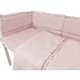 Lenjerie patut cu 4 piese, MimiNu, Pentru patut 120x60 cm, Cu doua protectii laterale, Cu volanase, Din bumbac certificat Oeko Tex Standard 100, Colectia Royal, Powder Pink - 3