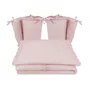 Lenjerie patut cu 4 piese, MimiNu, Pentru patut 120x60 cm, Cu doua protectii laterale, Cu volanase, Din bumbac certificat Oeko Tex Standard 100, Colectia Royal, Powder Pink