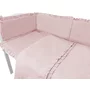 Lenjerie patut cu 4 piese, MimiNu, Pentru patut 120x60 cm, Cu doua protectii laterale, Cu volanase, Din bumbac certificat Oeko Tex Standard 100, Colectia Royal, Powder Pink - 3