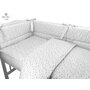 MimiNu - Lenjerie patut cu 4 piese, Cu doua protectii laterale, Din bumbac certificat Oeko Tex Standard 100, Pentru patut 120x60 cm, Mini Gray Stars - 3