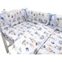 MimiNu - Lenjerie patut cu 4 piese, Cu doua protectii laterale, Din bumbac certificat Oeko Tex Standard 100, Pentru patut 120x60 cm, Parachutes Blue - 3