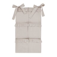 Organizator pentru patut, MimiNu, Din bumbac certificat Oeko Tex Standard 100, Cu 6 compartimente, Doua panglici, 70x40 cm, Cu volanase, Colectia Royal Beige