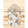 Paturica de infasat, MimiNu, Cu doua fete, Cu multiple utilizari, Cu inchidere arici velcro, Dimensiune 75x75 cm, Din bumbac certificat Oeko Tex Standard 100, Design, Time for fun - 2