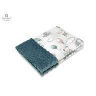 MimiNu - Paturica pufoasa cu doua fete, Dimensiune 75x100 cm, Din tesatura minky si bumbac, Materiale certificate Oeko Tex Standard 100, Parachutes Olive