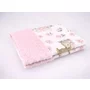 Paturica pufoasa, MimiNu, Cu doua fete, Dimensiune 75x100 cm, Din tesatura Minky si bumbac, Materiale certificate Oeko Tex Standard 100, Sweet Deer Pink  - 2