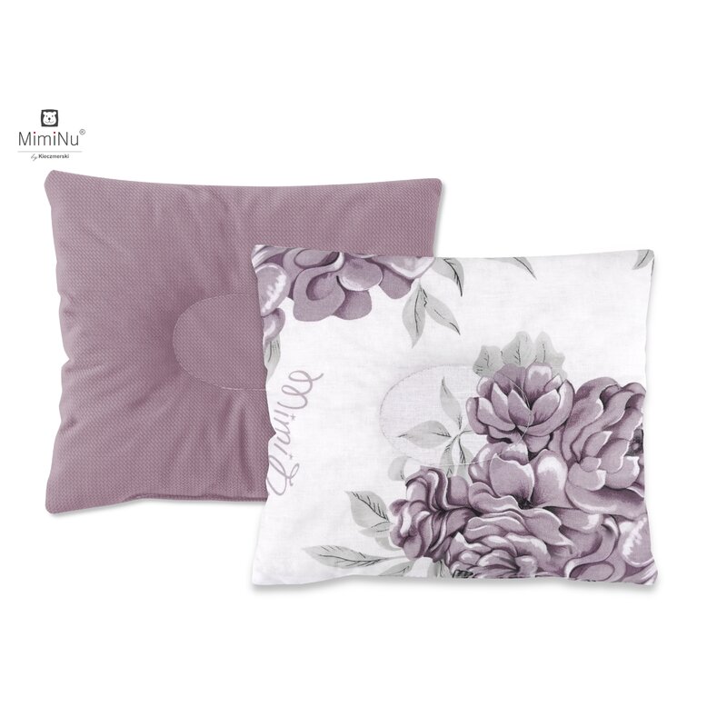 Miminu - perna bebelusi profilata, cu doua fete, 23x26 cm, velvet peonie plum