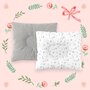 Perna bebelus, MimiNu, Profilata, Cu doua fete, Cu functie anti-soc, Pufoasa, Din catifea si bumbac, Materiale certificate Oeko Tex Standard 100, 23x26 cm, Velvet Mini Gray Stars - 3