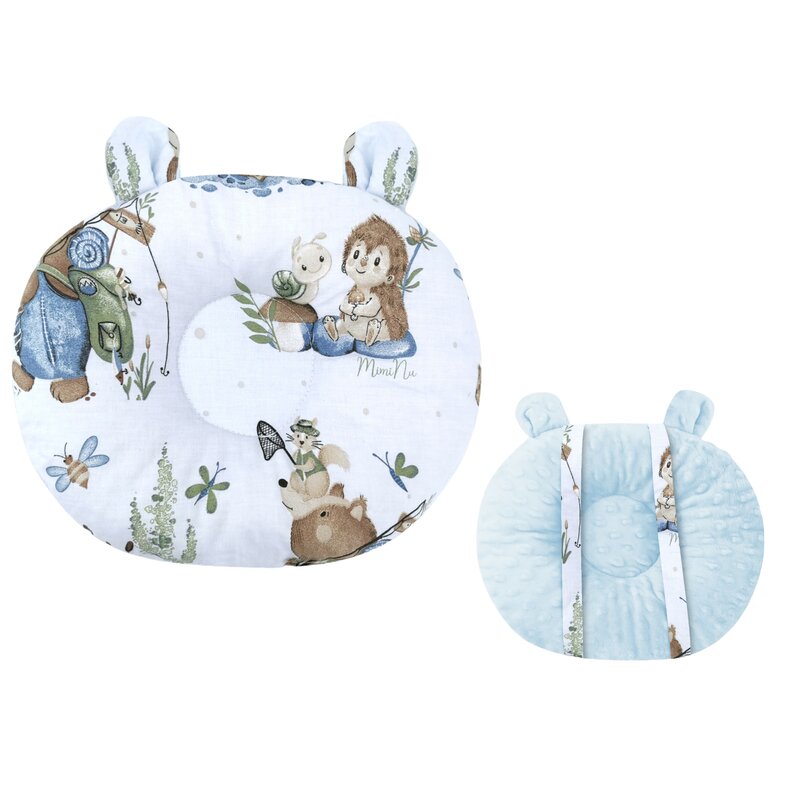 Perna bebelusi, MimiNu, Ursulet, Multifunctionala, Cu doua fete, Tesatura pufoasa minky si bumbac, Materiale certificate Oeko Tex Standard 100, Design, Minky Let\'s Go Blue