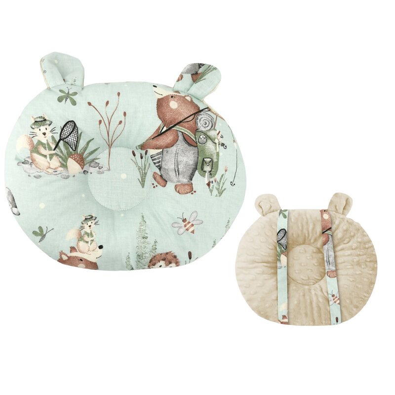 Perna bebelusi, MimiNu, Ursulet, Multifunctionala, Cu doua fete, Tesatura pufoasa minky si bumbac, Materiale certificate Oeko Tex Standard 100, Design, Minky Let\'s Go Natural