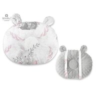 MimiNu - Perna bebelusi Ursulet, Multifunctionala, Cu doua fete, Tesatura pufoasa minky si bumbac, Materiale certificate Oeko Tex Standard 100, Minky Lulu Rose