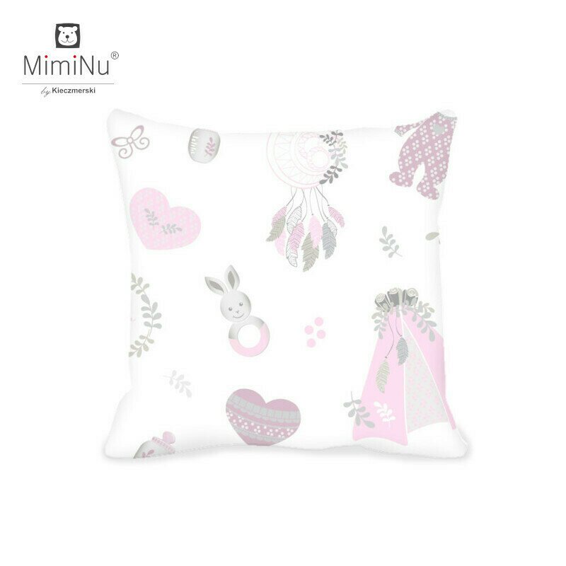 MimiNu - Perna clasica de dormit, Cu husa detasabila cu fermoar, Din bumbac certificat Oeko Tex Standard 100, 40x40 cm, Baby shower pink