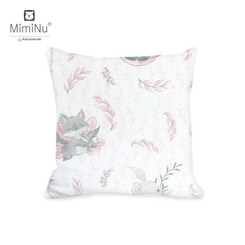 MimiNu - Perna clasica de dormit, Cu husa detasabila cu fermoar, Din bumbac certificat Oeko Tex Standard 100, 40x40 cm, Lulu Rose