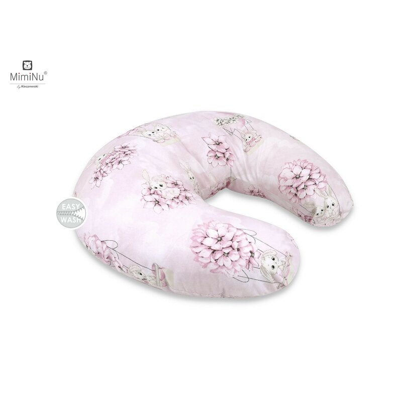 Miminu - perna pentru alaptat, din bumbac, cu husa detasabila, cu fermoar securizat, circumferinta 155 cm, design, awesome bunnies