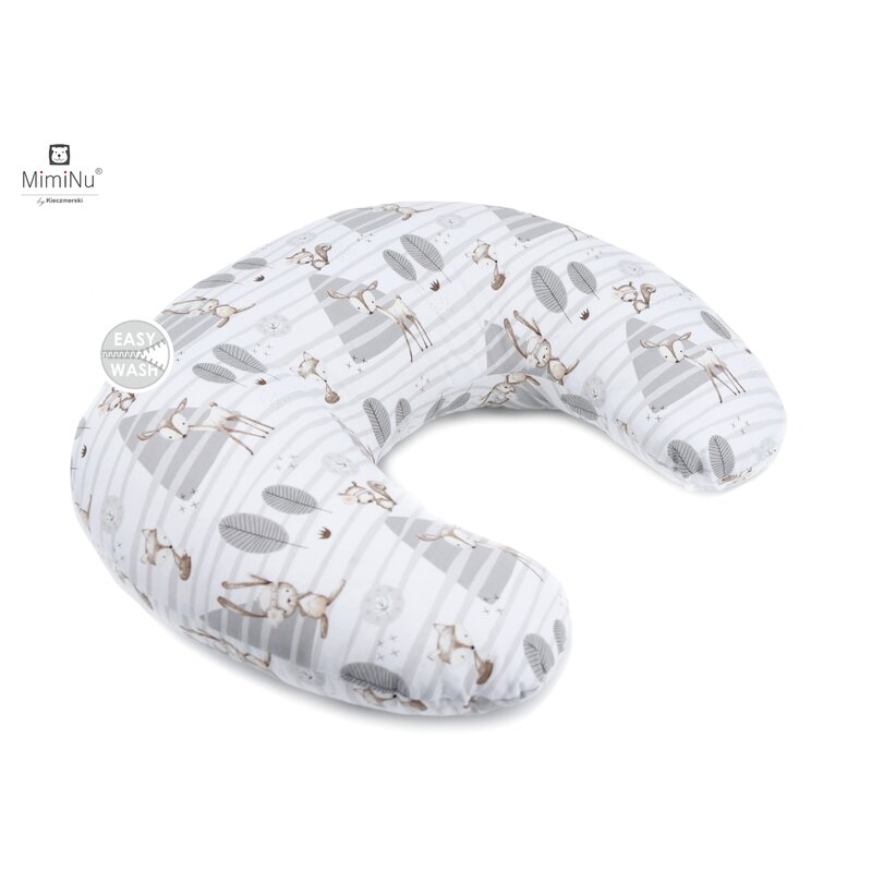 Miminu - perna pentru alaptat, din bumbac, cu husa detasabila, cu fermoar securizat, circumferinta 155 cm, forest