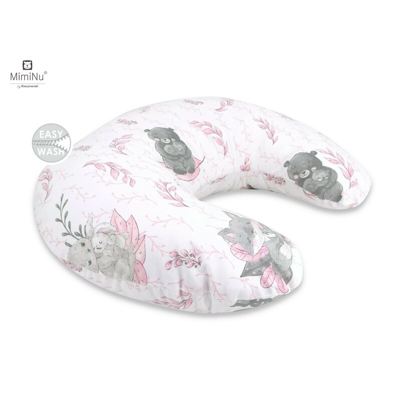 Miminu - perna pentru alaptat, din bumbac, cu husa detasabila, cu fermoar securizat, circumferinta 155 cm, lulu rose