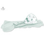 MimiNu - Prosop mare cu gluga, Dimensiune 100x100 cm, Din bumbac si thermo fleece, Materiale certificate Oeko Tex Standard 100, Dino Mint