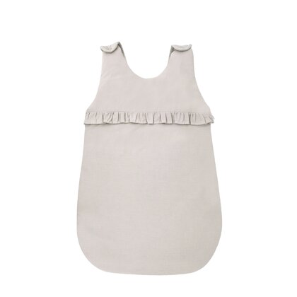 Sac de dormit, MimiNu, Pentru bebelusi, De iarna, Cu volanase, Din bumbac certificat Oeko Tex Standard 100, Cu fermoar lateral, Cu capse pe umar, 70 cm, 0 - 6 luni, 2.5 Tog, Colectia Royal, Beige