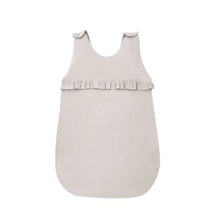 Sac de dormit, MimiNu, Pentru bebelusi, De iarna, Cu volanase, Din bumbac certificat Oeko Tex Standard 100, Cu fermoar lateral, Cu capse pe umar, 70 cm, 0 - 6 luni, 2.5 Tog, Colectia Royal, Beige