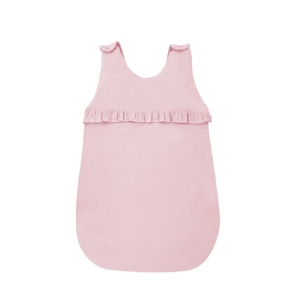 Sac de dormit, MimiNu, Pentru bebelusi, De iarna, Cu volanase, Din bumbac certificat Oeko Tex Standard 100, Cu fermoar lateral, Cu capse pe umar, 70 cm, 0 - 6 luni, 2.5 Tog, Colectia Royal, Powder Pink