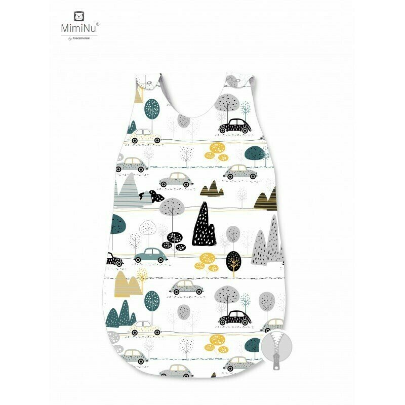 MimiNu - Sac de dormit pentru bebelusi, De iarna, Din bumbac certificat Oeko Tex Standard 100, Cu fermoar lateral, Cu capse pe umar, 70 cm, 0 - 6 luni, 2.5 Tog, Childrens Journey Grey