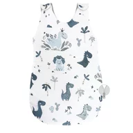 Sac de dormit, MimiNu, Pentru bebelusi, De iarna, Din bumbac certificat Oeko Tex Standard 100, Cu fermoar lateral, Cu capse pe umar, 70 cm, 0 - 6 luni, 2.5 Tog, Dino Granat