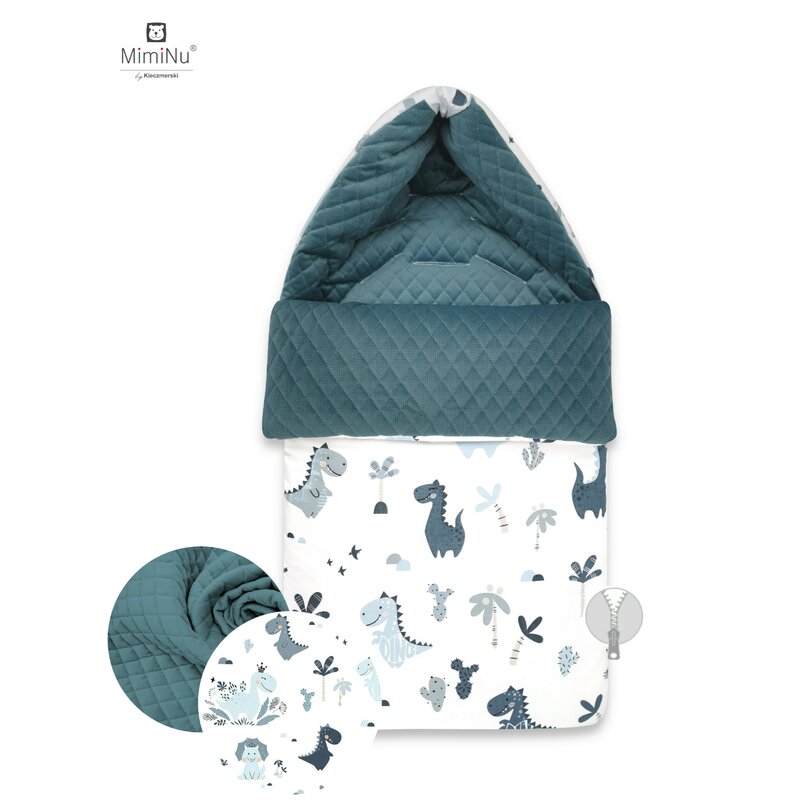 Miminu - sac de iarna universal, pentru carucior, scaun auto, saniuta, dino navy/velvet nepalese green