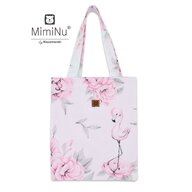 MimiNu - Sacosa textila Mini, Pentru fetite, 24x30 cm, Din bumbac certificat Oeko Tex Standard 100, Peonie Pink