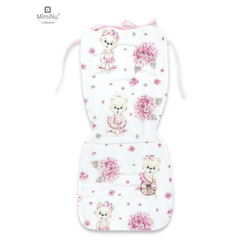 MimiNu – Salteluta pentru carucior, Reversibila, Cu doua fete, Din catifea matlasata si bumbac, Materiale certificate Oeko Tex Standard 100, Dimensiune 78 x 34 cm, Design, Pink ballerina/Pink 100% imagine 2022 protejamcopilaria.ro