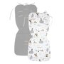 Salteluta pentru carucior, MimiNu, Reversibila, Cu doua fete, Din catifea si bumbac, Materiale certificate Oeko Tex Standard 100, 78 x 34 cm, Forest Friends Beige/Gray - 1