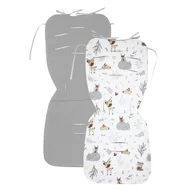 Salteluta pentru carucior, MimiNu, Reversibila, Cu doua fete, Din catifea si bumbac, Materiale certificate Oeko Tex Standard 100, 78 x 34 cm, Forest Friends Beige/Gray