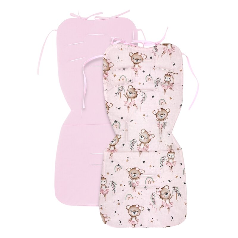Salteluta pentru carucior, MimiNu, Reversibila, Cu doua fete, Din catifea si bumbac, Materiale certificate Oeko Tex Standard 100, 78 x 34 cm, Minky Little Ballerina Pink