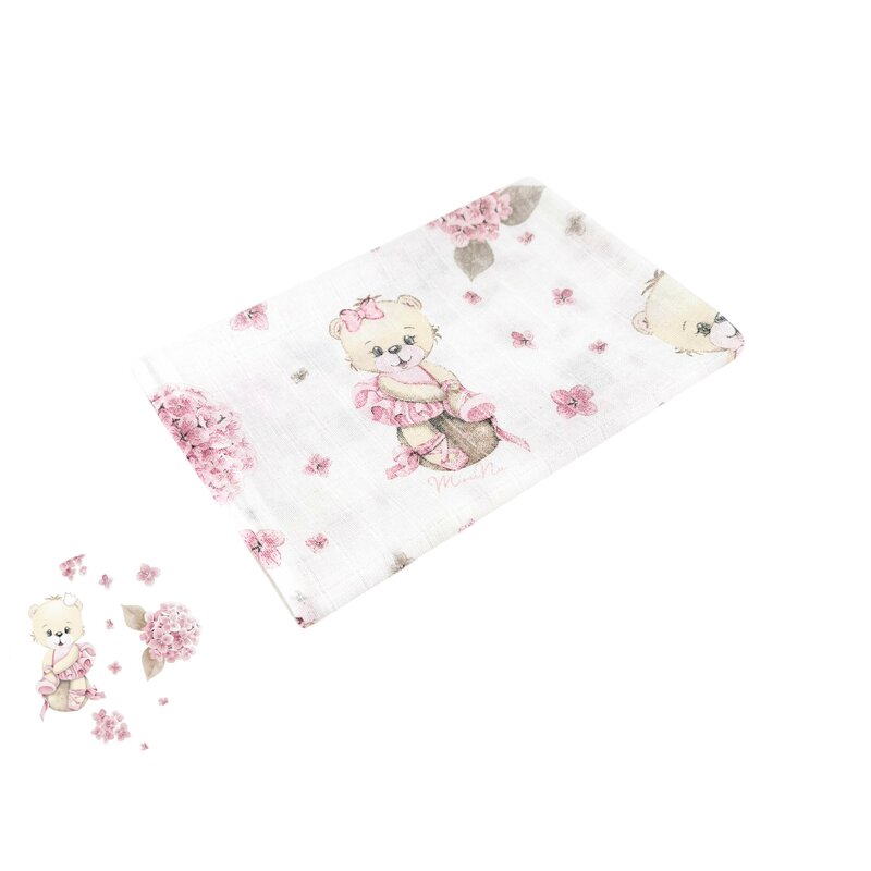 Scutec tetra, MimiNu, Din bumbac, Refolosibil, Cu multiple intrebuintari, Dimensiune 70x80 cm, Din bumbac certificat Oeko Tex Standard 100, Design, Pink Ballerina