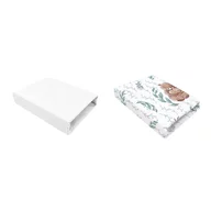 Set 2 cearceafuri cu elastic, MimiNu, Pentru patut leagan sau patut co-sleeper, 90x50 cm, Din bumbac, Material certificat Oeko Tex Standard 100, White and Lulu Natural