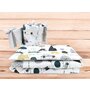 Lenjerie patut cu 3 piese, MimiNu, Pentru patut 120x60 cm, Cu protectie laterala, Din bumbac certificat Oeko Tex Standard 100, Childrens Journey Grey - 2