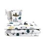 Lenjerie patut cu 3 piese, MimiNu, Pentru patut 120x60 cm, Cu protectie laterala, Din bumbac certificat Oeko Tex Standard 100, Childrens Journey Grey