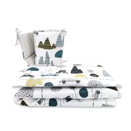 Lenjerie patut cu 3 piese, MimiNu, Pentru patut 120x60 cm, Cu protectie laterala, Din bumbac certificat Oeko Tex Standard 100, Childrens Journey Grey