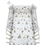 MimiNu - Lenjerie patut 3 piese, Cu protectie laterala, Din bumbac certificat Oeko Tex Standard 100, Pentru patut 120x60 cm, Forest friends Grey/Beige - 3