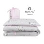 MimiNu - Lenjerie patut 3 piese, Cu protectie laterala, Din bumbac certificat Oeko Tex Standard 100, Pentru patut 120x60 cm, Pink Unicorn - 1
