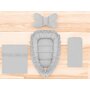 Set 4 in 1 Cosulet bebelus, MimiNu, Baby Cocoon 75x55 cm, Cu volanase, Husa bumbac, Din bumbac certificat Oeko Tex Standard 100, Cu paturica cu volanase 50x70 cm, Cu saltelut, Cu perna fluture, Colectia Royal, Grey - 2