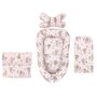 Set 4 in 1 Cosulet bebelus, MimiNu, Baby Cocoon 75x55 cm, Husa bumbac, Din bumbac certificat Oeko Tex Standard 100, Cu paturica 50x70 cm, Cu salteluta, Cu perna fluture, Design, Little Ballerina Pink - 1