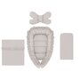 Set 4 in 1 Cosulet bebelus, MimiNu, Baby Cocoon 75x55 cm, Cu volanase, Husa bumbac, Din bumbac certificat Oeko Tex Standard 100, Cu paturica cu volanase 50x70 cm, Cu salteluta, Cu perna fluture, Colectia Royal, Beige