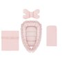 Set 4 in 1 Cosulet bebelus, MimiNu, Baby Cocoon 75x55 cm, Cu volanase, Husa bumbac, Din bumbac certificat Oeko Tex Standard 100, Cu paturica cu volanase 50x70 cm, Cu salteluta, Cu perna fluture, Colectia Royal, Powder Pink - 1