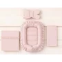 Set 4 in 1 Cosulet bebelus, MimiNu, Baby Cocoon 75x55 cm, Cu volanase, Husa bumbac, Din bumbac certificat Oeko Tex Standard 100, Cu paturica cu volanase 50x70 cm, Cu salteluta, Cu perna fluture, Colectia Royal, Powder Pink - 2