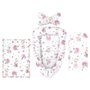 Set 4 in 1 Cosulet bebelus, MimiNu, Baby Cocoon 75x55 cm, Husa bumbac, Din bumbac certificat Oeko Tex Standard 100, Cu paturica 50x70 cm, Cu salteluta, Cu perna fluture, Design, Pink Ballerina - 1