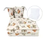 Lenjerie patut cu 5 piese, MimiNu, Pentru patut 120x60 cm, Cu pilota si perna, Din bumbac certificat Oeko Tex Standard 100, Design, Time for fun